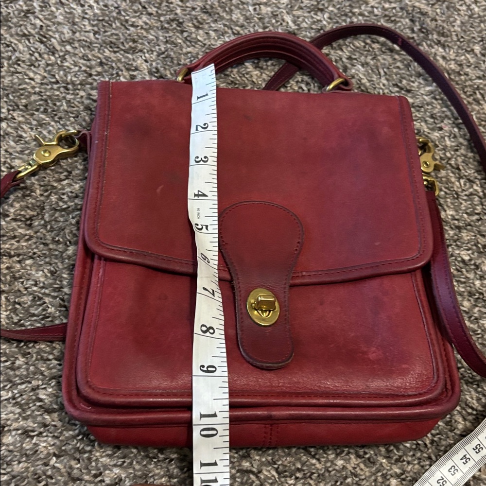 Vintage Coach Station Bag 5130 Rare Red Leather Authentic STAINED DISCOLORED - Picture 10 of 10